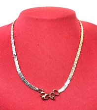 COLLIER ARGENTO ANNI 60 PL ORO GIALLO A MAGLIA PIATTA E CENTRALE CON DUE GRANATI