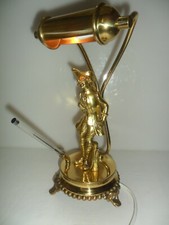Vintage lampada scrivania o pianoforte statuina maschera carnevale ottone