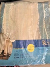Tenda tendone stropicciato con passanti e nastro Azzurro Bianco 150x300 cm 