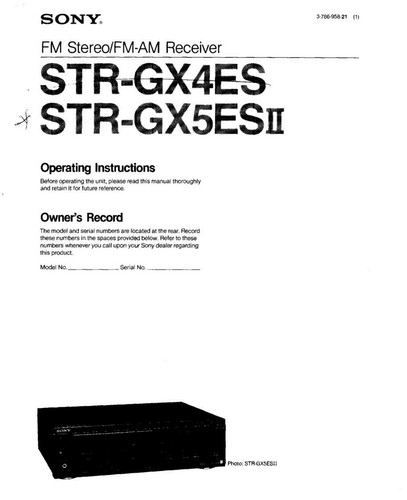 Sony str gx4es - str-gx4es, str-gx5es