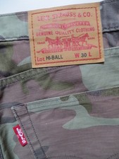 Levi's HI-BALL Pantalone Jeans Conico W 30 Originale Vintage Camouflage Denim, CULT!