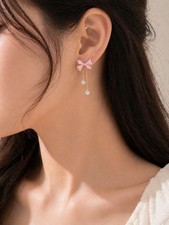 Orecchini a fiocco rosa con