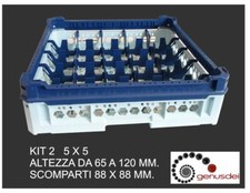 CESTELLO IMPILABILE PER LAVAGGIO 25 BICCHIERI ADATTABILE CM.49X49 MM.65X120H