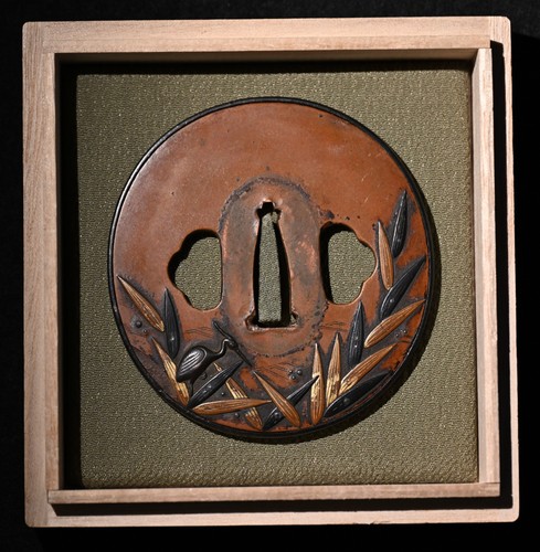 Tsuba antica gru giapponese - , in
