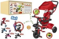  Triciclo Evolutivo 5 in 1 . Passeggino e Triciclo in Metallo Rosso