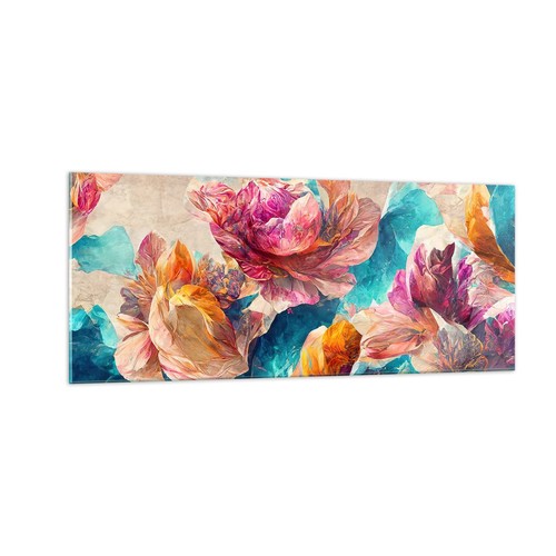 Quadro vetro 100x40cm fiori - vetro,
