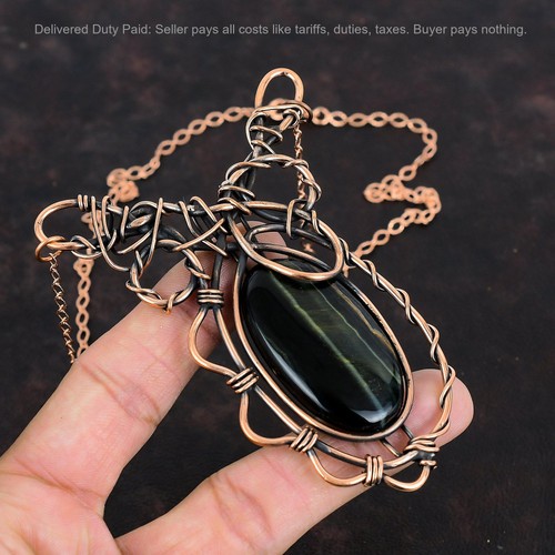 Collana rame ovale pietra - collana,