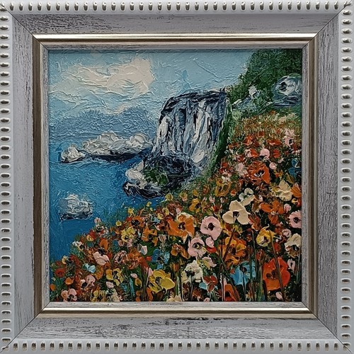 Dipinto olio floreale costiero
