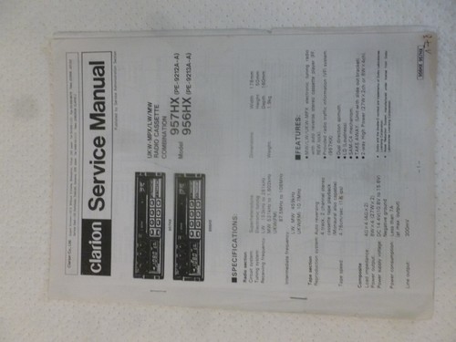 Clarion 956 957 hx - /,