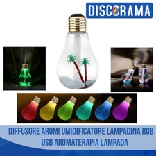 DIFFUSORE AROMI UMIDIFICATORE LAMPADINA RGB PALMA SASSI USB AROMATERAPIA LAMPADA