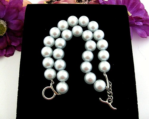 Bracciale perline blu polvere - bracciale,