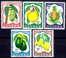 Guinea 1959 Frutta Banane Limone Ananas Piante Natura Alimentare Agricoltura 5v MNH