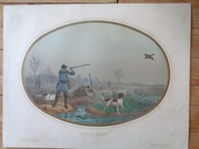 Grande Incisione Antica Caccia Aux Anatre François Loft Di San Martin