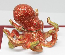 Bridgman Treasures Pewter Austrian Crystal Enamel Trinket Box Octopus Necklace