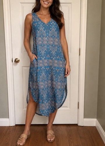Abito donna blu paisley - abito,