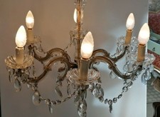 LAMPADARIO MARIA TERESA CON GOCCE E CRISTALLI FUNZIONANTE 6 PUNTI LUCE