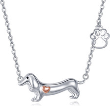 Collana per Cani Da Donna in Argento Sterling 925 Sliver Schnauzer Bassotto Cane