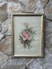 Quadro Vintage -rose- Dipinto ad acquerello su carta
