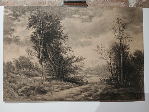 Très ancien dessin fusain - au,