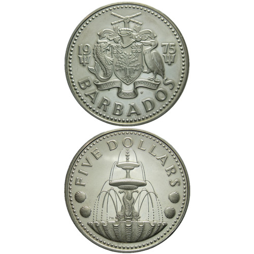 Barbados dollari 1975 - barbados, 5