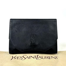 Borsa pochette Yves Saint Laurent in pelle saffiano nera autentica