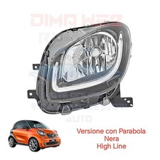 FARO PROIETTORE SX SMART FORTWO DAL 2014 LUCE DIURNA LED PARABOLA NERA HIGH LINE