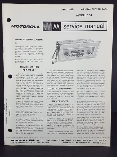 Motorola 1964 dodge manuale - 1964, di