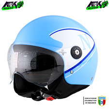 Casco Demi Jet Napoli Scudetto con Visiera Elicottero Omologato per Moto Scooter