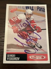 Carta Auto Firmata 2002-03 Topps Total #157 Sergei Fedorov Detroit Red Wings Wow!