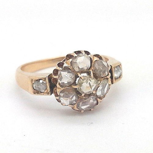 Antico anello fiore - anello, diamanti
