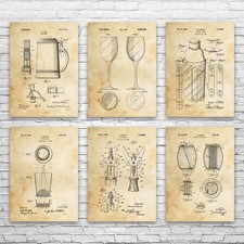 Bar Patent Wall Art Set di 6