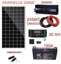Kit Fotovoltaico 2 KW Pwm Inverter 2000W Pannello 200W Regolatore Batteria 150AH