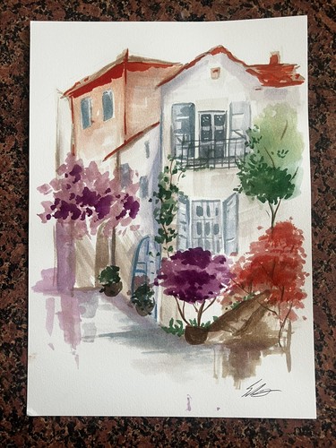 Dipinto acquerello casa - dipinto,