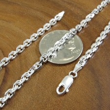  Catena cavo maglia ancoraggio italiana argento sterling 925 massiccio 4 mm, Made in Italy