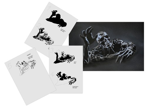 357 zombie stencil acrilico - as-357,