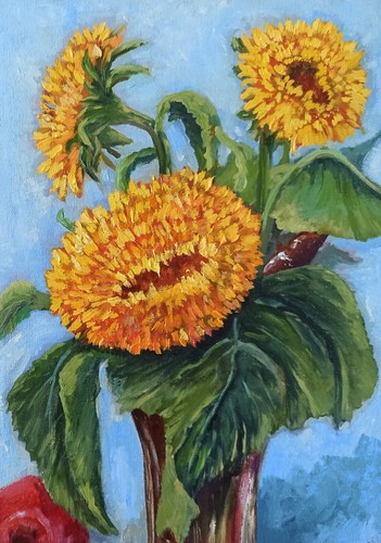 Fiore originale dipinto olio - originale,