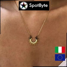 Collana Donna Wild and Free Acciaio Inossidabile Mezzo Sole Etnico Idea Regalo