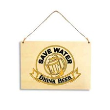Targa in legno Save Water