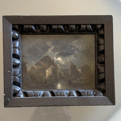Dipinto olio paesaggio edifici - olio,