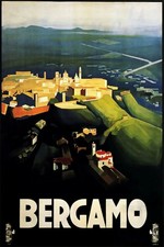 362000 Bergamo Città Alta Italia Montagne Turismo Viaggi Poster Vintage