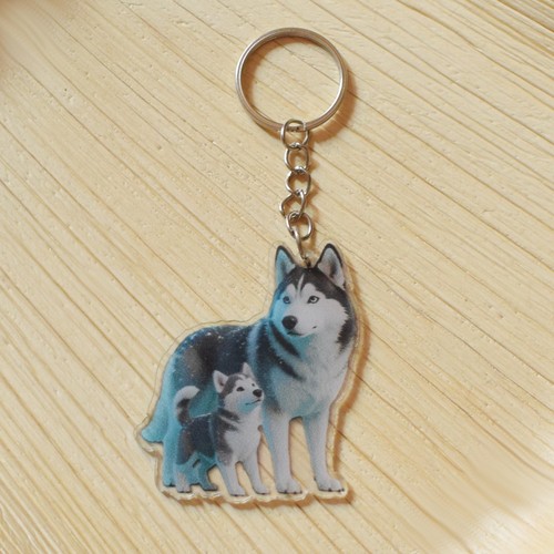 Siberian husky puppy keyring - husky,