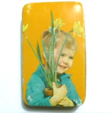 VECCHIO GADGET SCATOLA DI LATTA CARAMELLE VENCHI BAMBINA OLD TIN BOX BABY GIRL