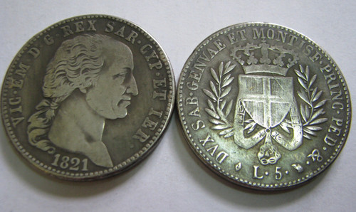 Sardegna moneta lire - sardegna, 1821