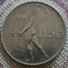 1958 ITALY 50 LIRE COIN -