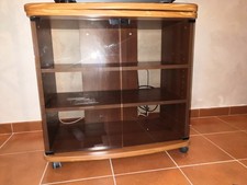 mobile tv con ruote, in legno, come nuovo , piano girevole e ante in vetro 