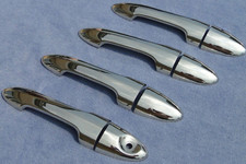 Kit Maniglie Porta Acciaio Inox Mascherine Cromate per Ford Focus 1 1998-2004