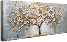 Fiori Bianchi Albero Stampa Su Tela Con Cornice Astratto Albero Della Vita in Fi