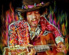 Jimi Hendrix Art, Hendrix pittura acustica su tela, opera d'arte Jimi, poster Hendrix
