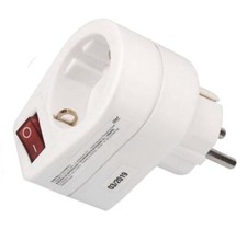 ADATTATORE SPINA MASCHIO E FEMMINA SCHUKO FRANCO TEDESCA + INTERRUTTORE LUMINOSO