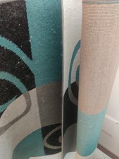 Tappeto moderno astratto 120 x 170 cm Design Grigio Nero Turchese resistente